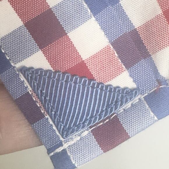 Untuckit Men’s Medium Slim Fit Shirt Red White Blue Check Button Down Cotton - Picture 6 of 9